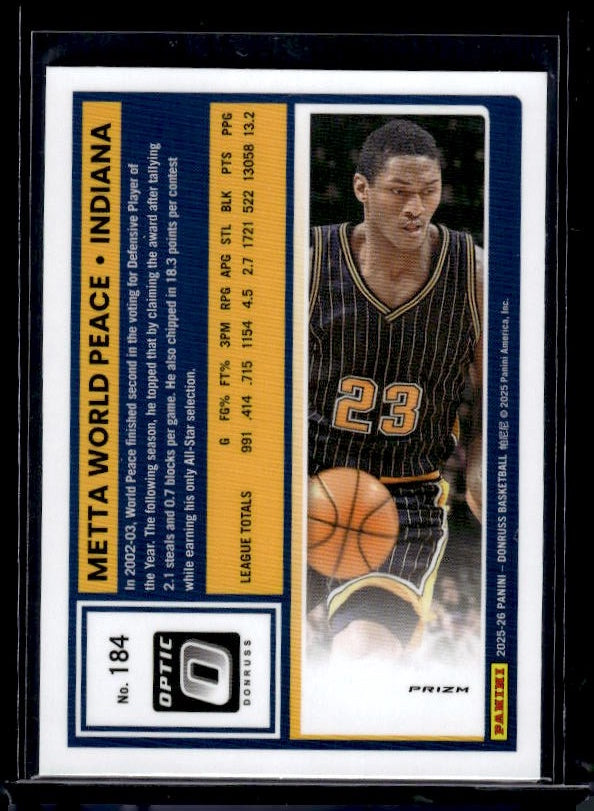 2025-26 Donruss #184 Metta World Peace Optic Red Cracked Ice