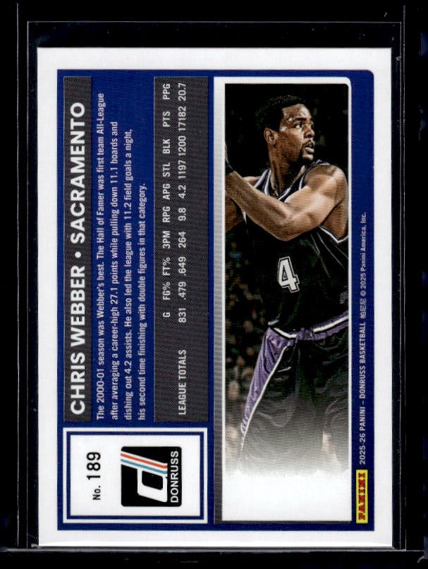 2025-26 Donruss #189 Chris Webber Holo Green Laser