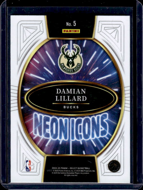 2024-25 Panini Select #5 Damian Lillard Neon Icons
