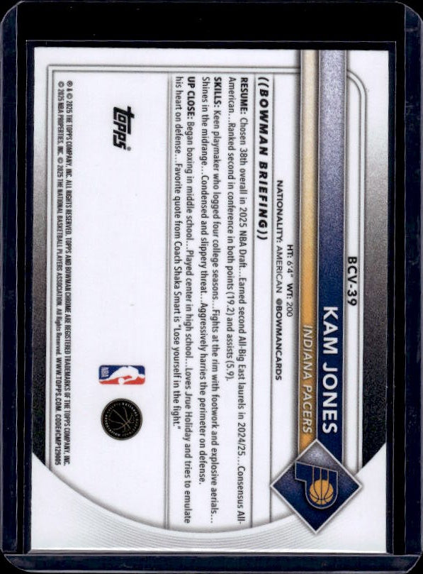2025-26 Bowman #BCV-39 Kam Jones Chrome