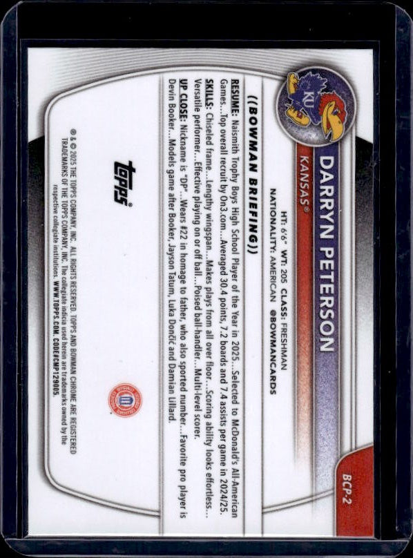 2025-26 Bowman #BCP-2 Darryn Peterson Chrome Prospects