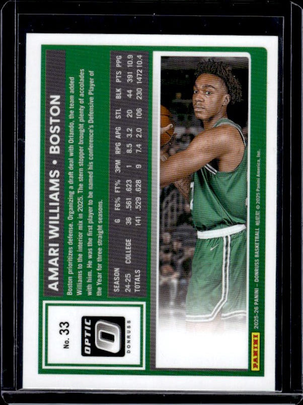 2025-26 Donruss #33 Amari Williams Optic