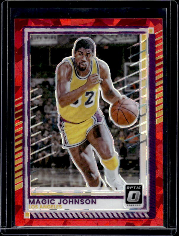2025-26 Donruss #141 Magic Johnson Optic Red Cracked Ice