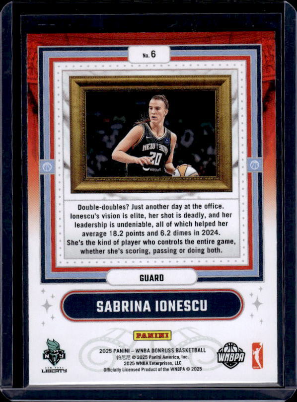 2025 Donruss WNBA #6 Sabrina Ionescu Franchise Features