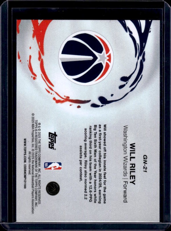 2025-26 Topps #GN-21 Will Riley Generation Now