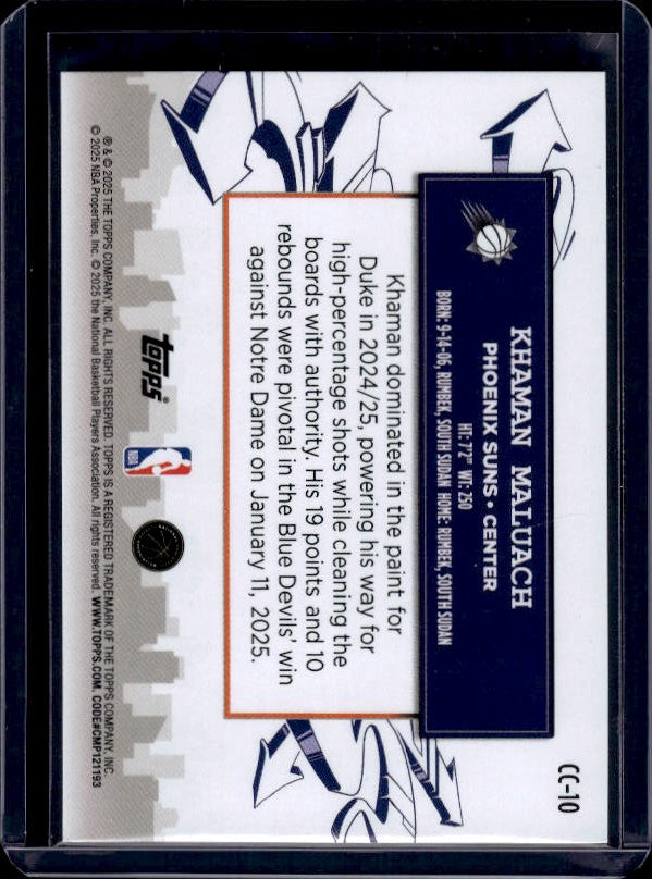 2025-26 Topps #CC-10 Khaman Maluach Clutch City Prospects