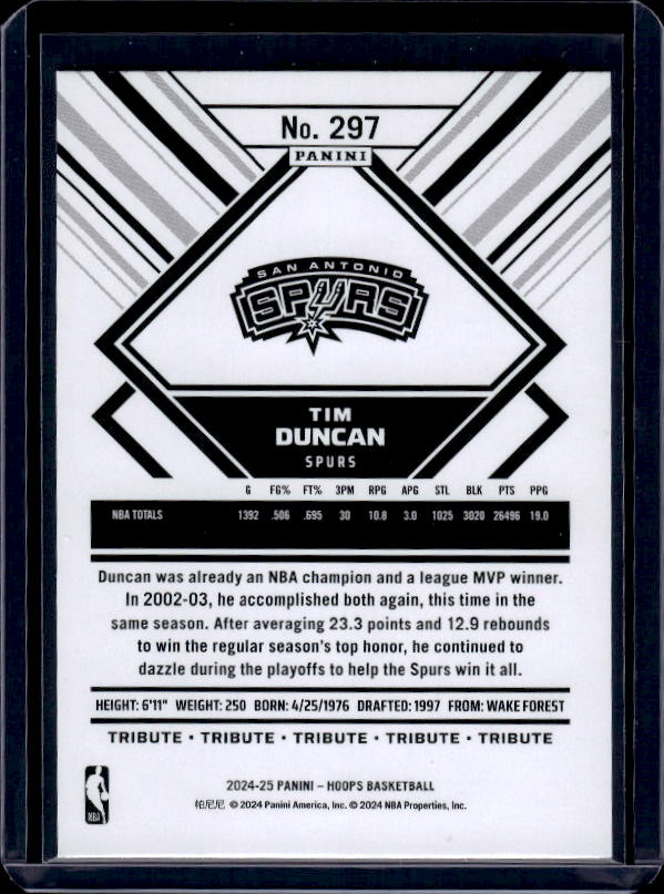 2024-25 Hoops #297 Tim Duncan
