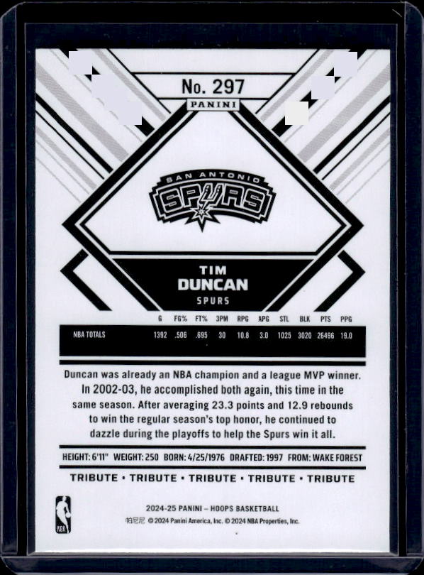 2024-25 Hoops #297 Tim Duncan