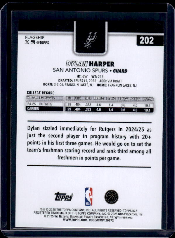 2025-26 Topps #202 Dylan Harper