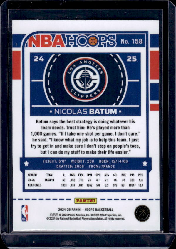 2024-25 Hoops #158 Nicolas Batum Premium