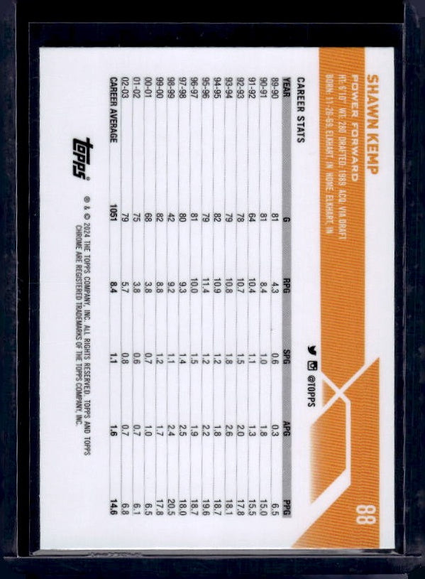 2023-24 Topps Chrome #88 Shawn Kemp Blue Basketball Refractors