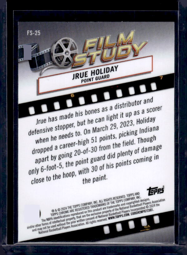 2023-24 Topps Chrome #FS-25 Jrue Holiday Film Study Refractor Blue Basketball