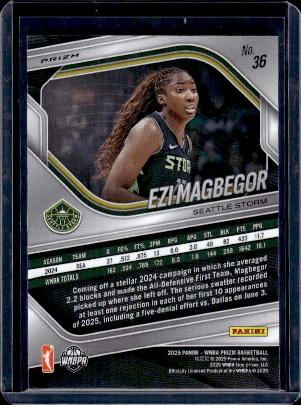 2025 Panini Prizm WNBA #36 Ezi Magbegor White Seismic Prizms