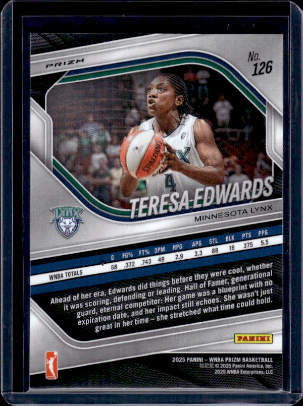 2025 Panini Prizm WNBA #126 Teresa Edwards Silver Prizms