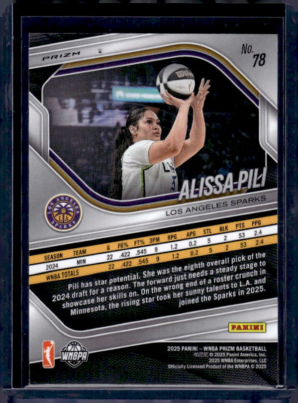 2025 Panini Prizm WNBA #78 Alissa Pili White Seismic Prizms