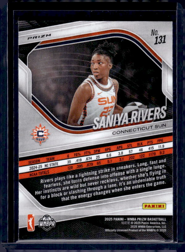 2025 Panini Prizm WNBA #131 Saniya Rivers White Seismic Prizms