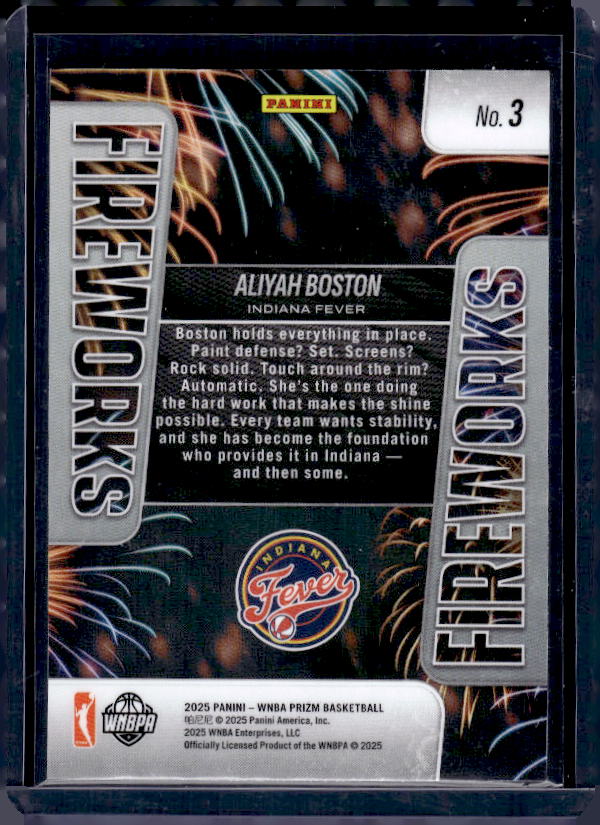 2025 Panini Prizm WNBA #3 Aliyah Boston Fireworks