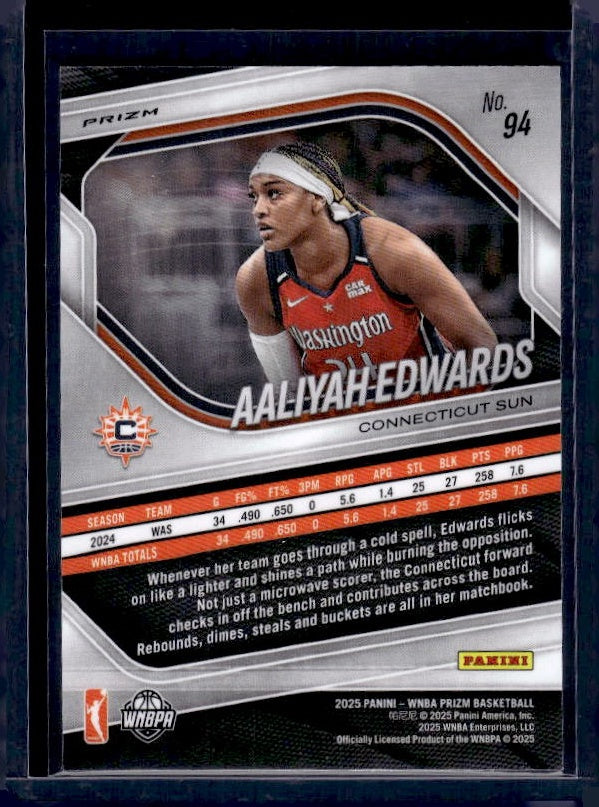 2025 Panini Prizm WNBA #94 Aaliyah Edwards Green Prizms