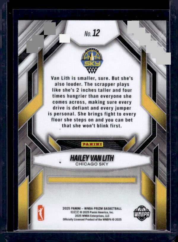 2025 Panini Prizm WNBA #12 Hailey Van Lith Fearless