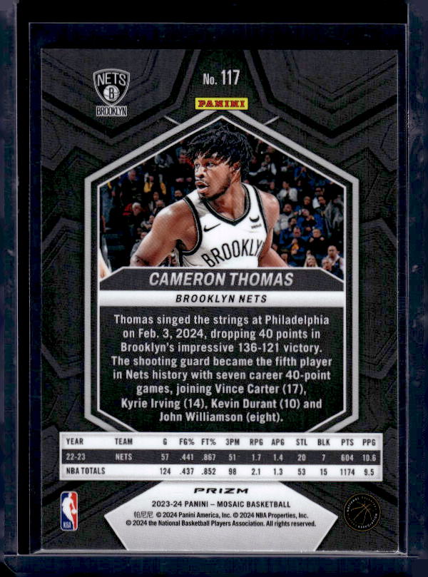 2023-24 Panini Mosaic #117 Cameron Thomas Reactive Yellow