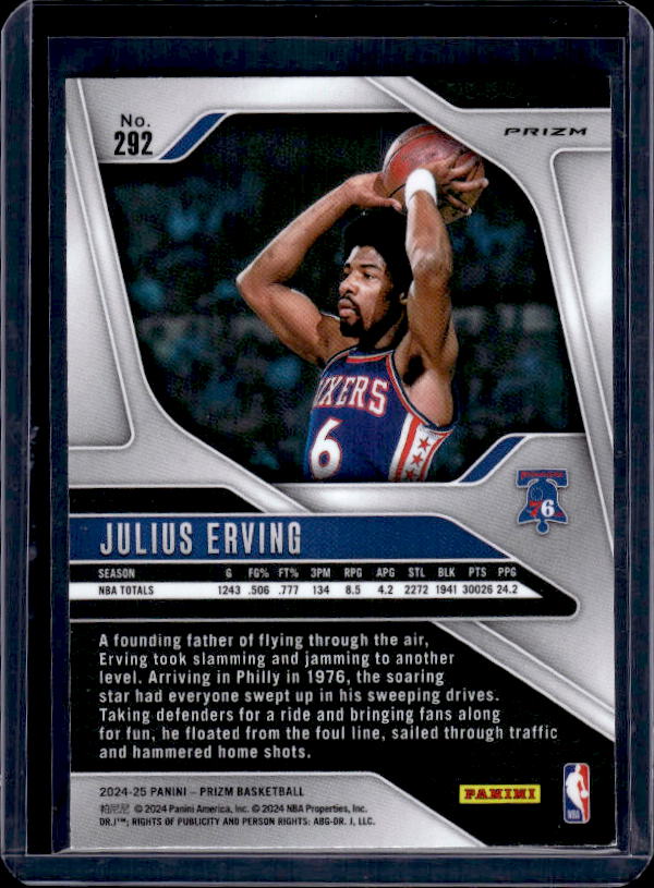 2024-25 Panini Prizm #292 Julius Erving Prizms Pink Ice