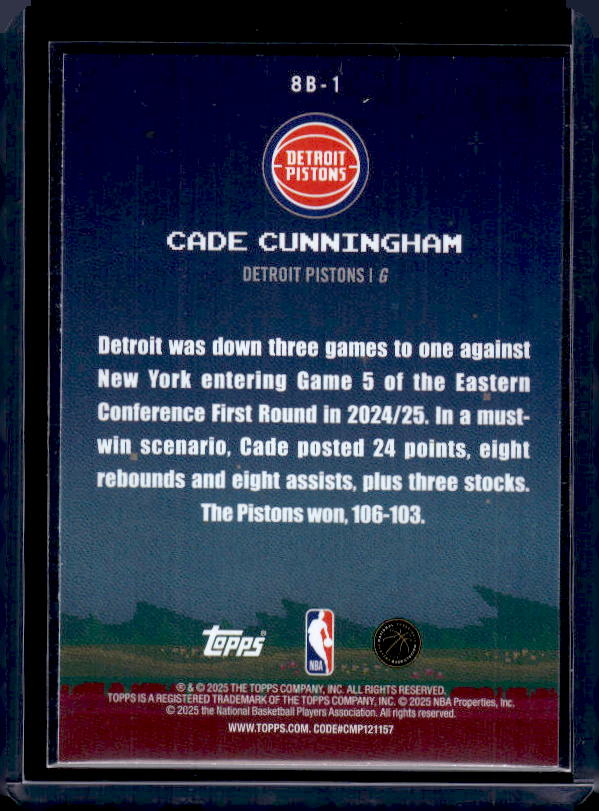 2025-26 Topps #8B-1 Cade Cunningham 8-Bit Ballers