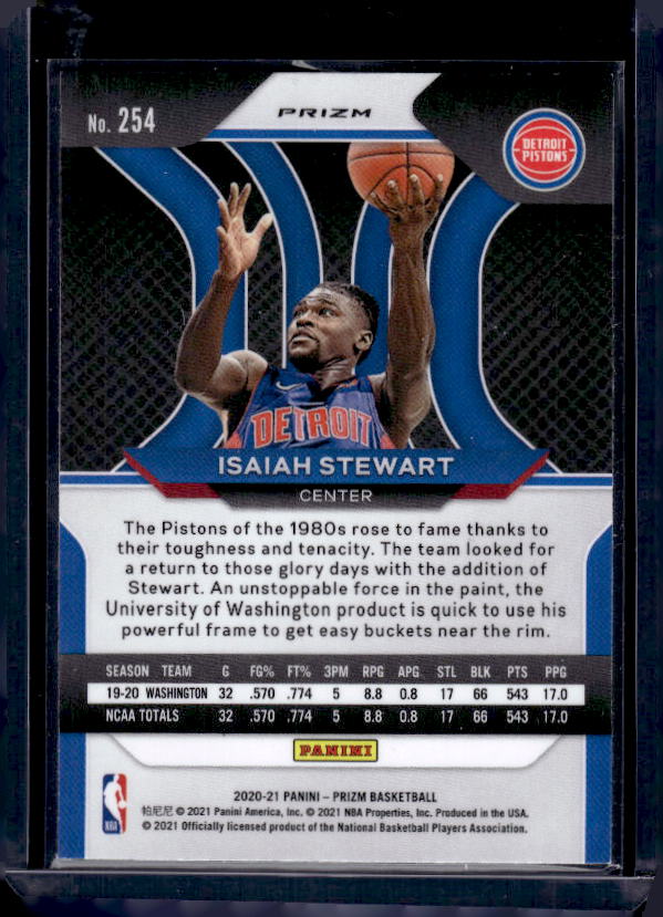 2020-21 Panini Prizm #254 Isaiah Stewart Red Ice Prizms