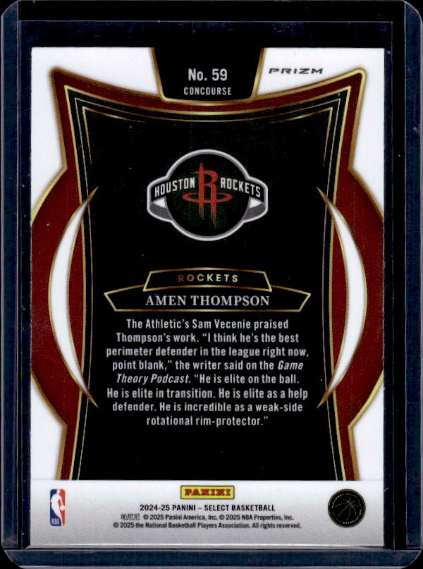 2024-25 Panini Select #59 Amen Thompson Blue Prizm