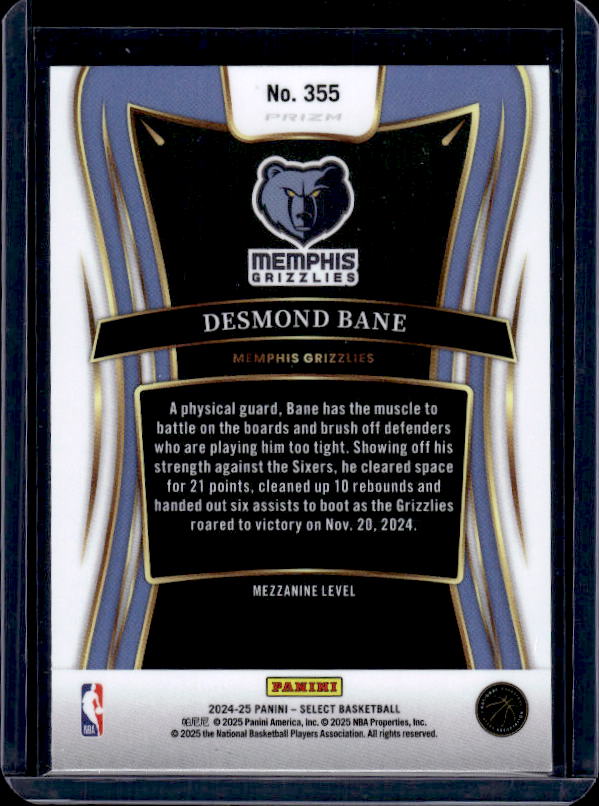 2024-25 Panini Select #355 Desmond Bane Blue Prizm