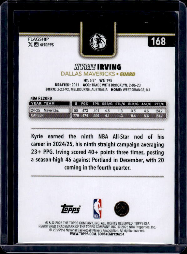 2025-26 Topps #168 Kyrie Irving Blackout