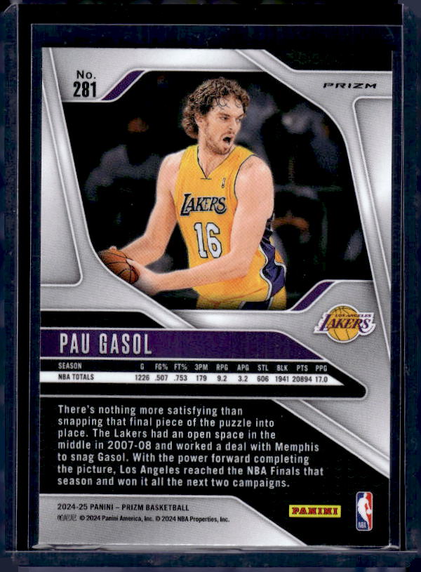 2024-25 Panini Prizm #281 Pau Gasol Prizms Orange Ice