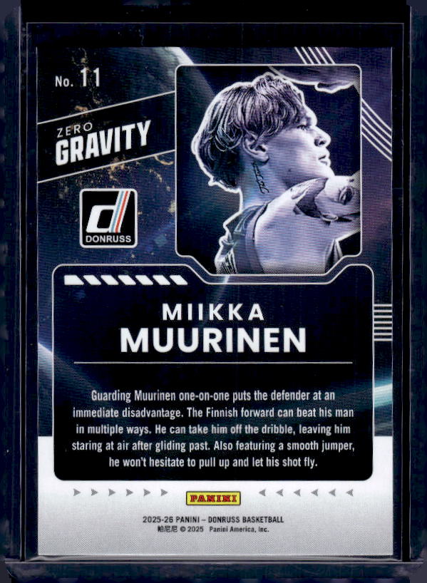 2025-26 Donruss #11 Miikka Muurinen Zero Gravity