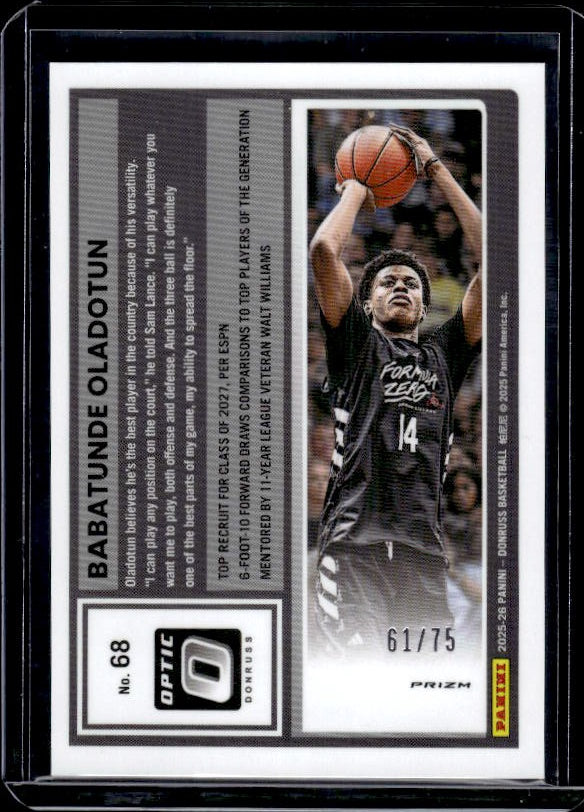 2025-26 Donruss #68 Babatunde Oladotun Optic Purple Scope