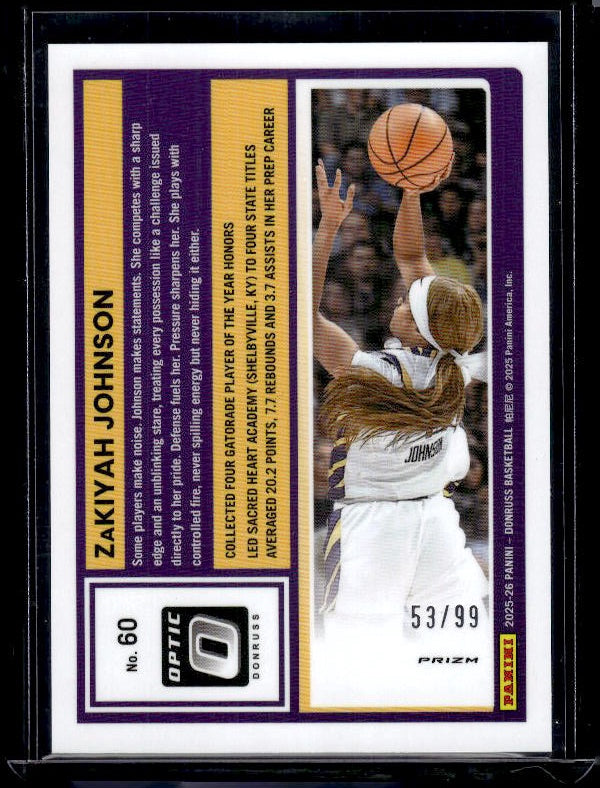 2025-26 Donruss #60 ZaKiyah Johnson Explosion #/99