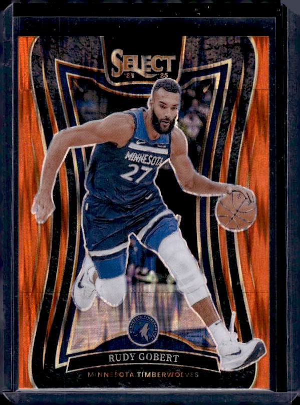 2024-25 Panini Select #318 Rudy Gobert Orange Flash Prizm