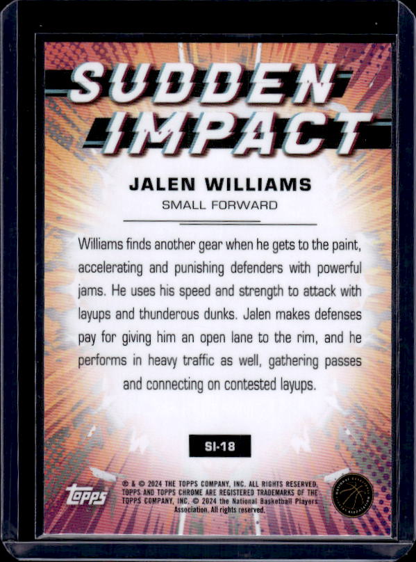 2023-24 Topps Chrome #SI-18 Jalen Williams Sudden Impact