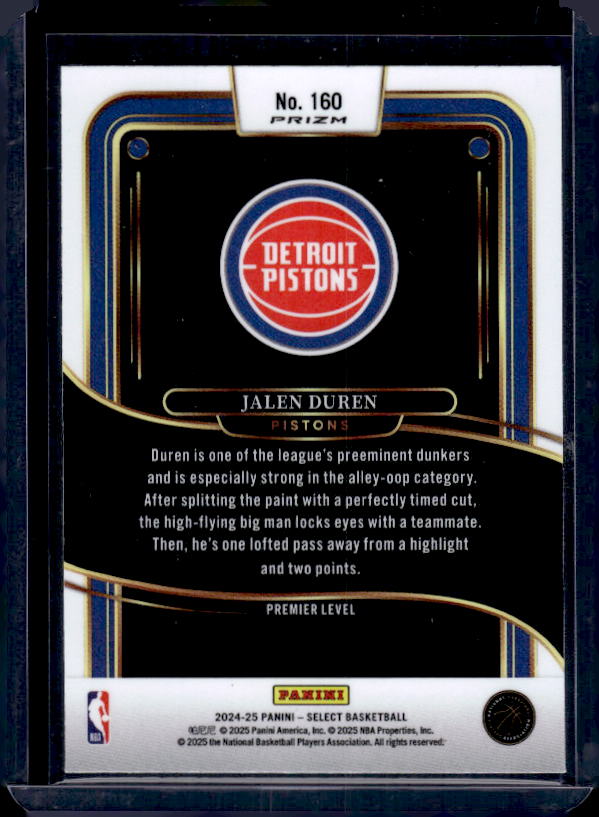 2024-25 Panini Select #160 Jalen Duren Red Cracked Ice Prizm