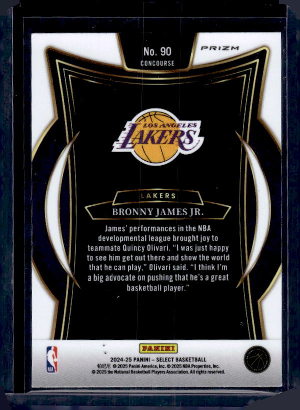 2024-25 Panini Select #90 Bronny James Jr. Red Cracked Ice Prizm
