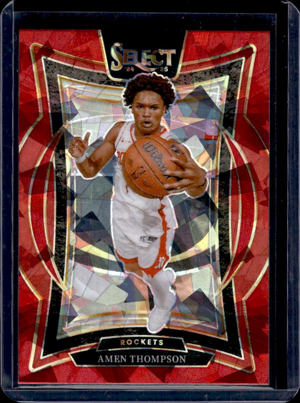 2024-25 Panini Select #59 Amen Thompson Red Cracked Ice Prizm