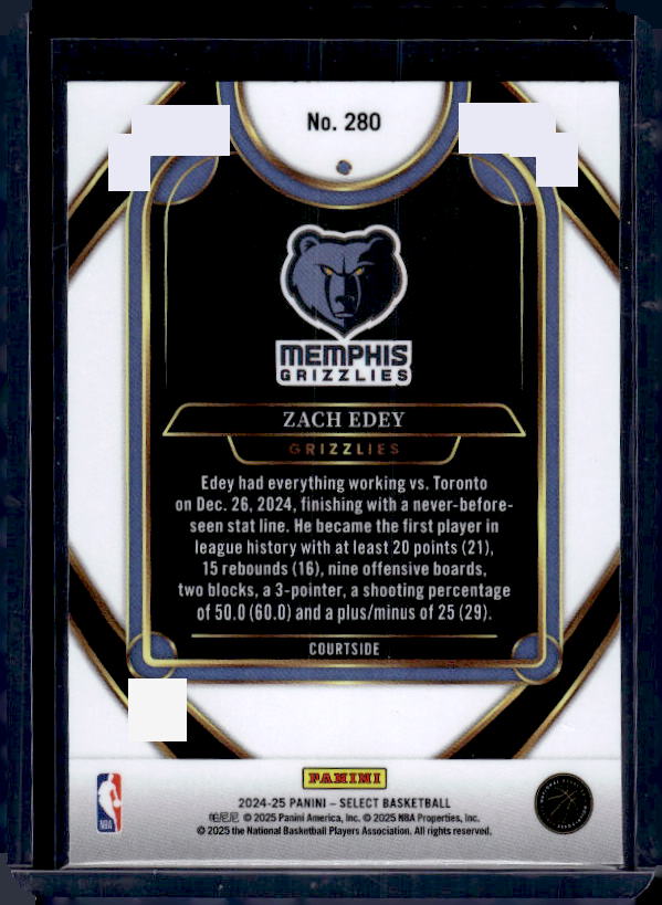2024-25 Panini Select #280 Zach Edey