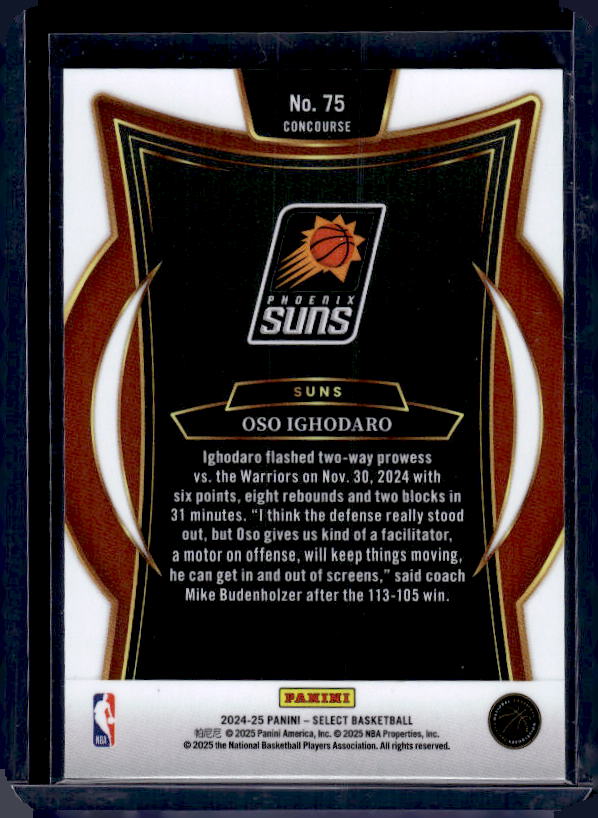 2024-25 Panini Select #75 Oso Ighodaro