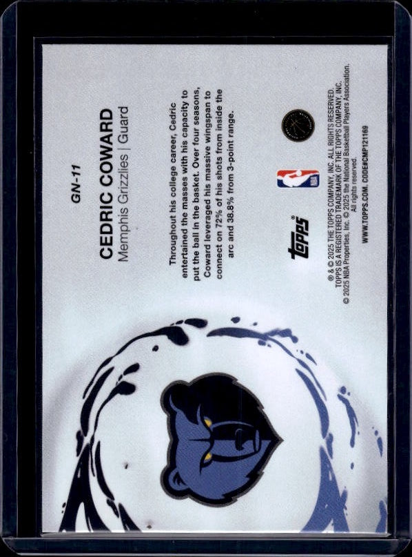 2025-26 Topps #GN-11 Cedric Coward Generation Now
