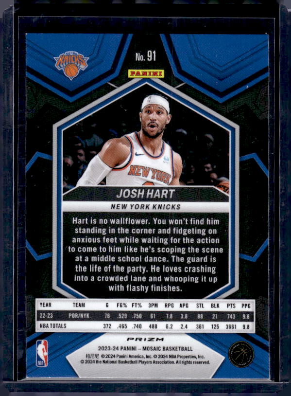 2023-24 Panini Mosaic #91 Josh Hart Reactive Yellow
