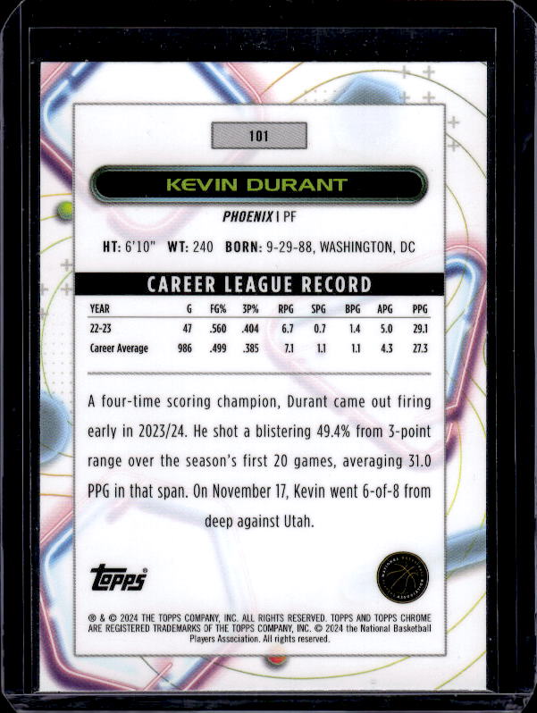 2023-24 Topps Chrome Cosmic #101 Kevin Durant
