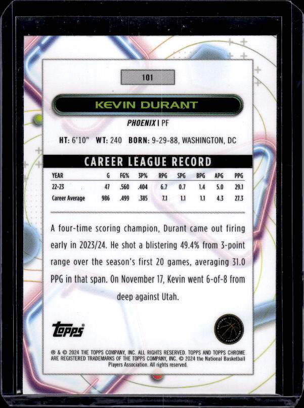 2023-24 Topps Chrome Cosmic #101 Kevin Durant