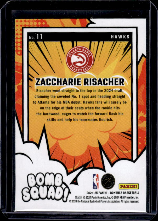 2024-25 Donruss #11 Zaccharie Risacher Bomb Squad