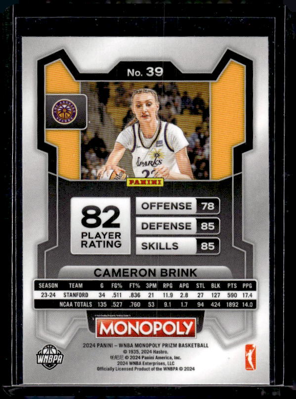 2024 Panini Prizm Monopoly WNBA #39 Cameron Brink