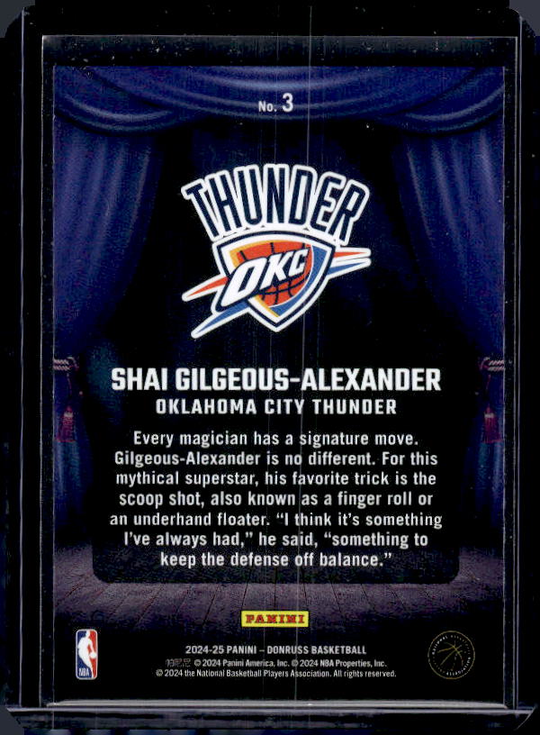 2024-25 Donruss #3 Shai Gilgeous-Alexander Magicians