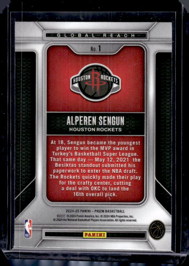 2024-25 Panini Prizm #1 Alperen Sengun Global Reach