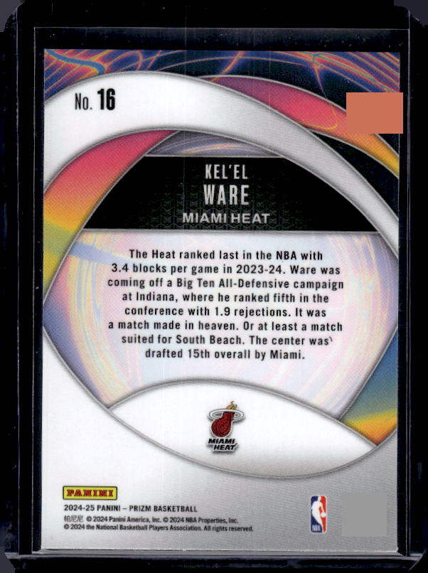 2024-25 Panini Prizm #16 Kel'el Ware Instant Impact